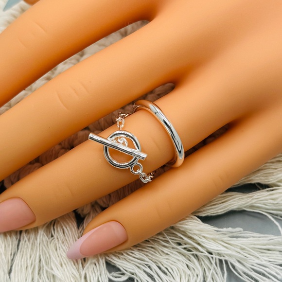 925 Open Minimalist Retro Chain Ring - Picture 1 of 6